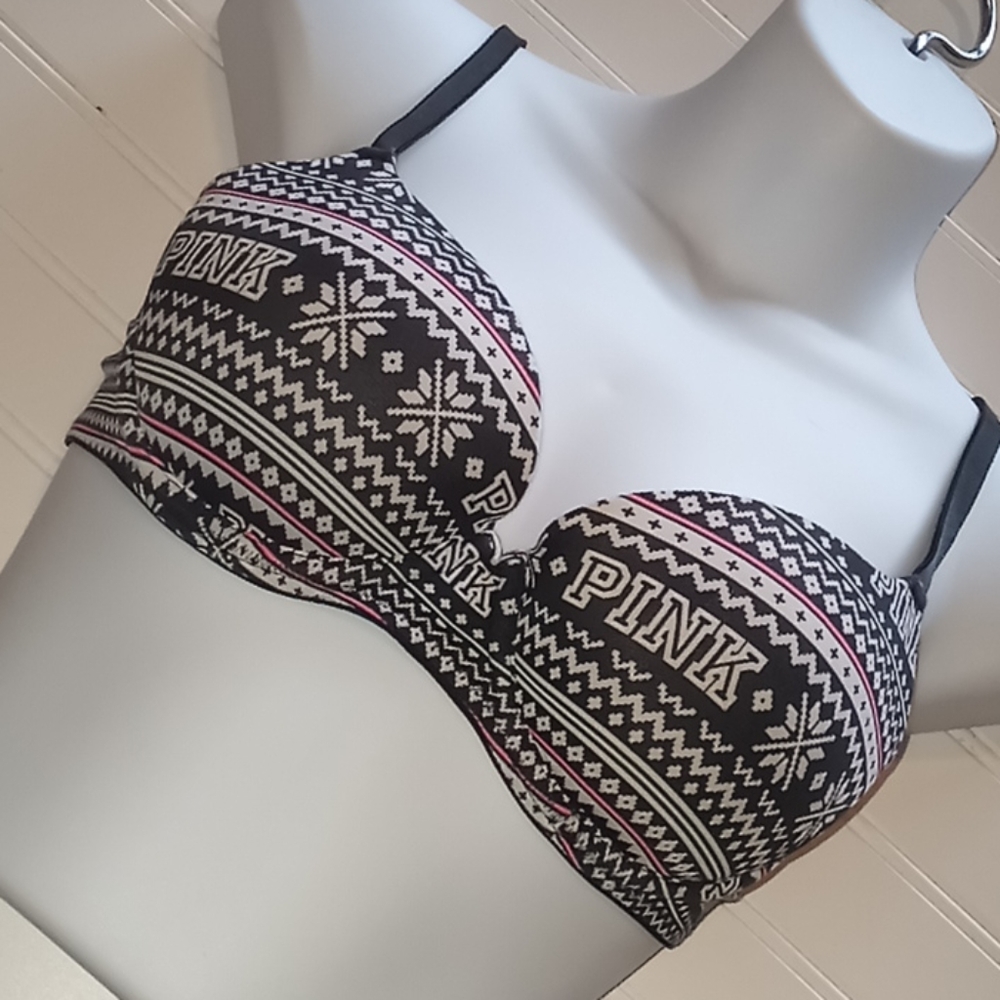 VS PINK Striped Snowflake Bra - Picture 8 of 12